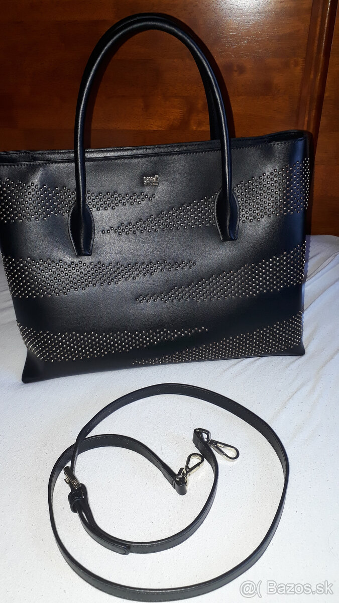 čierna kožená kabelka cavalli class - nová - 7