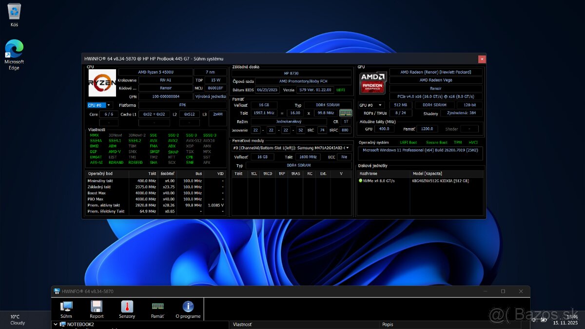 HP ProBook 445 G7 – Ryzen 5 4500U, 16 GB RAM, 512 GB NVMe SS - 7