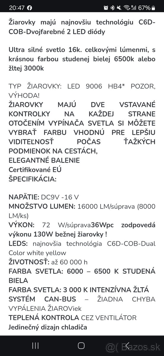 LED HB4 žlté/biele - 7