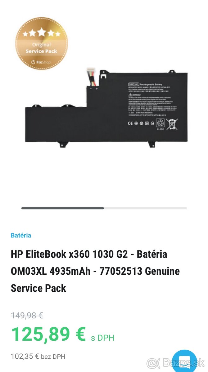 Predám Úplne Novú originálnu batériu HP - 7