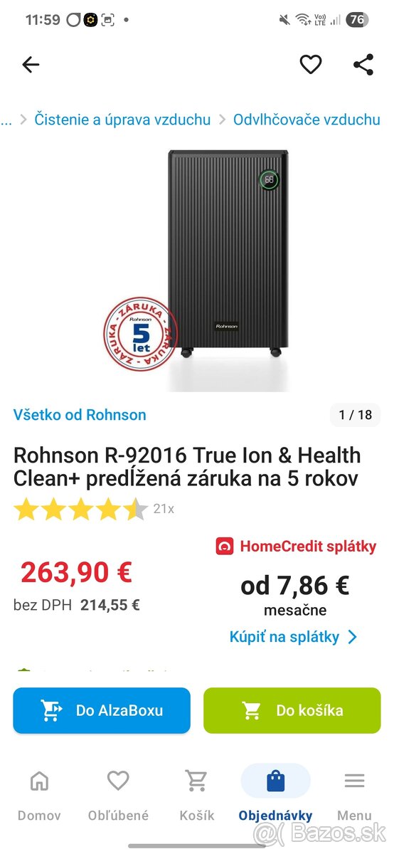 Odvlhčovač vzduchu Rohnson R-92016 True Ion & Health Clean+ - 7