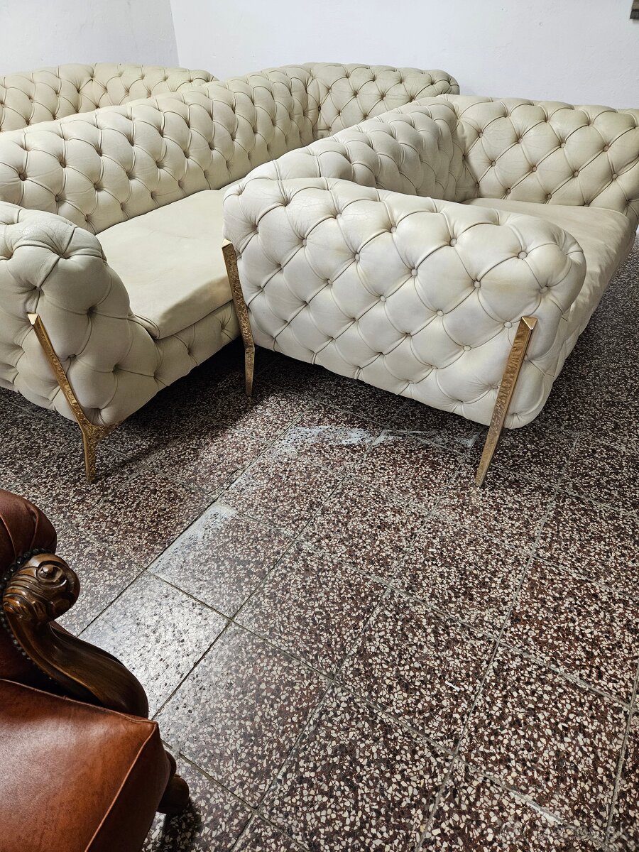 CHESTERFIELD ŠTÝL-CALIA ITALY,KOŽENÁ SEDAČKA 3+2+1,NEROZŤ. - 7