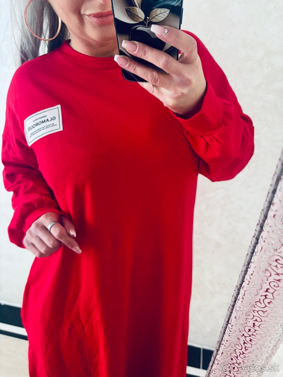 Mega bavlnene maxi šaty red - 7