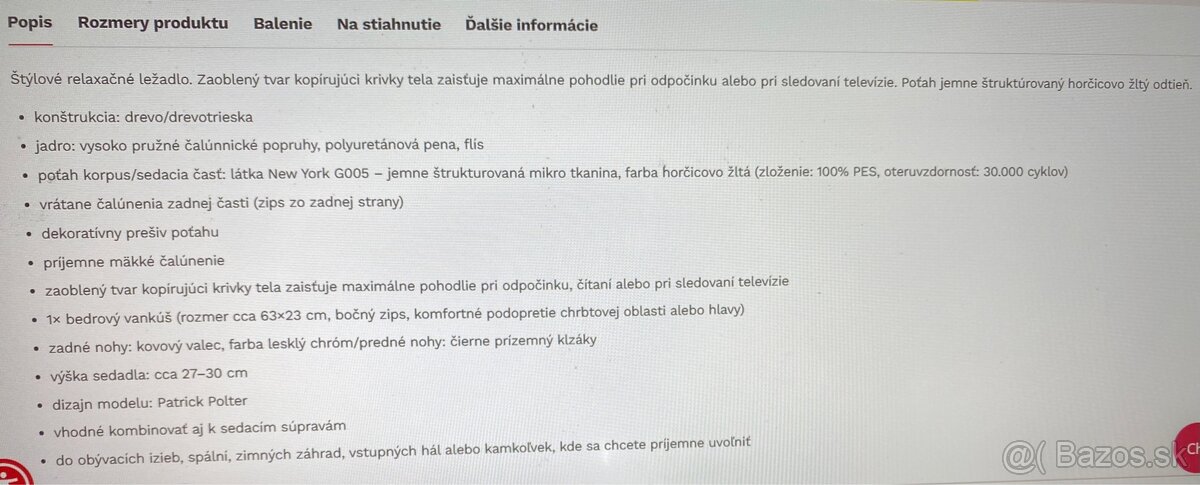 Relaxačné ležadlo - žlté - 7