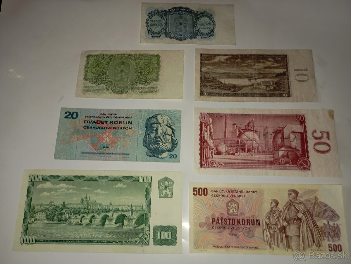 SESTAVA BANKOVEK 3-500 KČS, 60. LÉTA, 7 RŮZNÝCH NOMINÁLŮ - 7