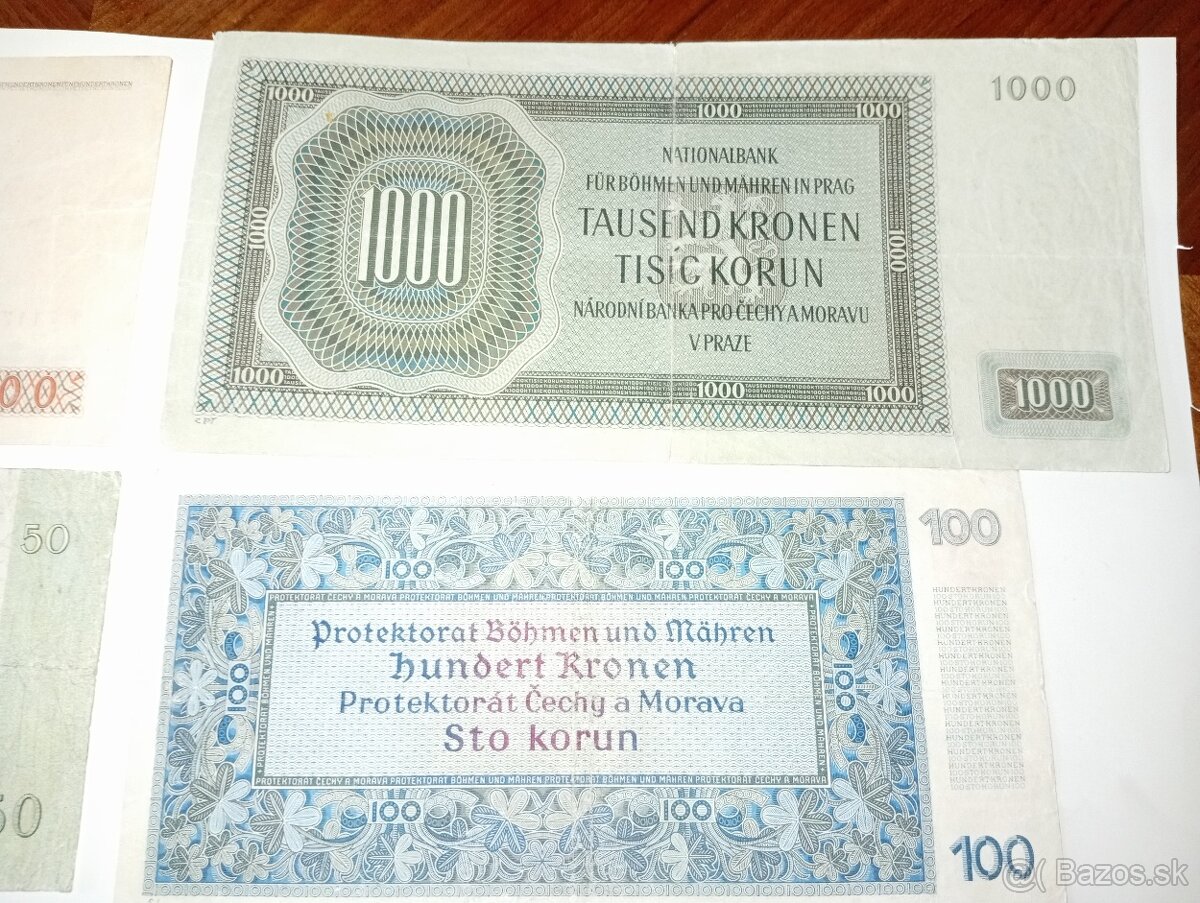 SESTAVA BANKOVEK 1-1000 K, 40. LÉTA, VŠE NEPERFOROVANÉ - 7