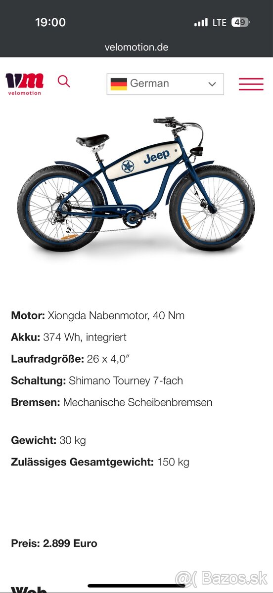 Jeep Elektrobicykel Nový - 7