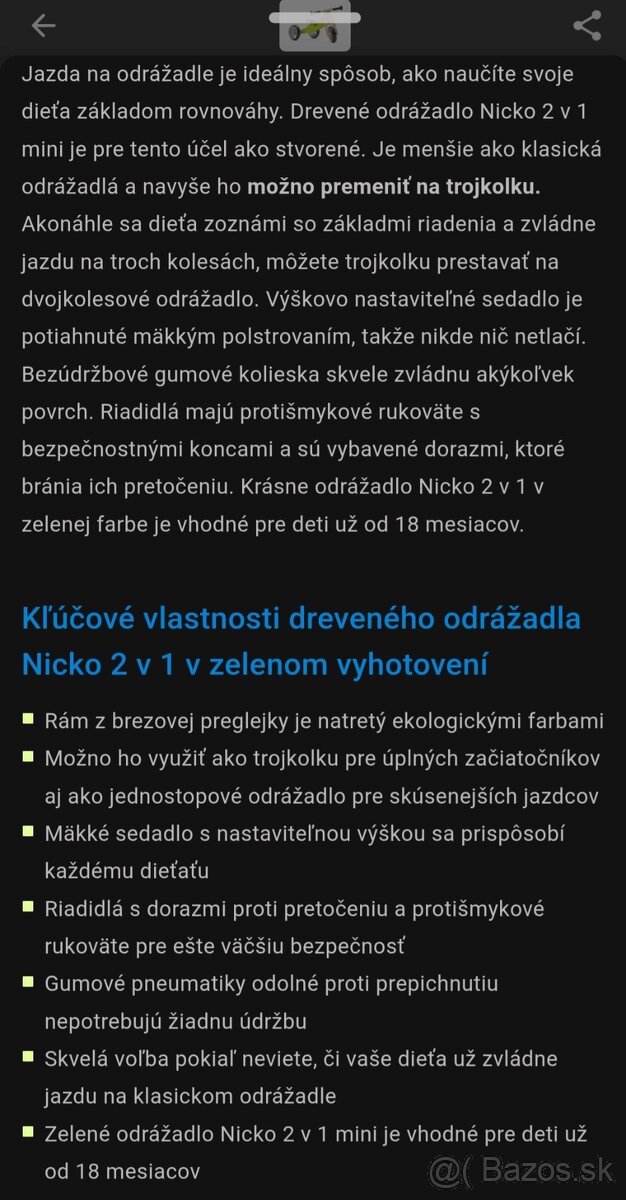 Nicko Drevené odrážadlo 2v1 mini farba:zelená - 7