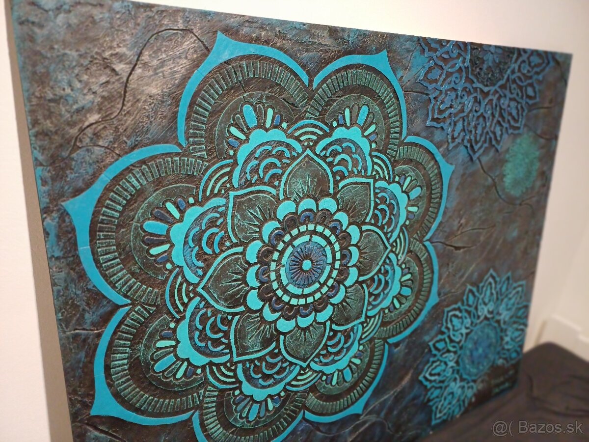 Mandala obraz tyrkys 3D 125x100cm - 7