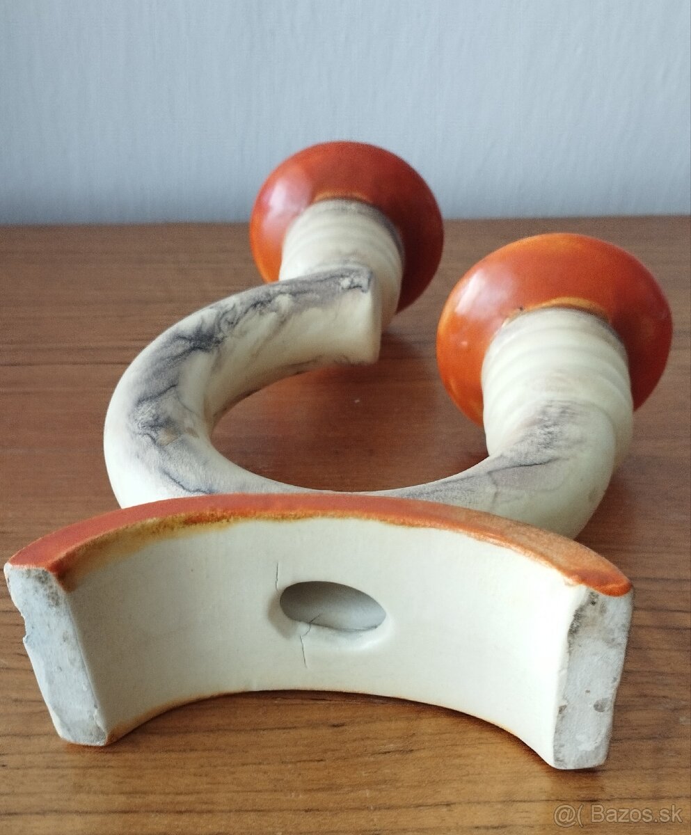 Starožitný, keramický svietnik - 7