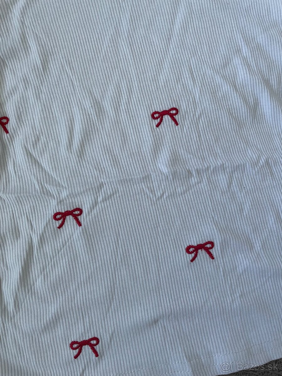 Crop top - biely s mašličkami - 7