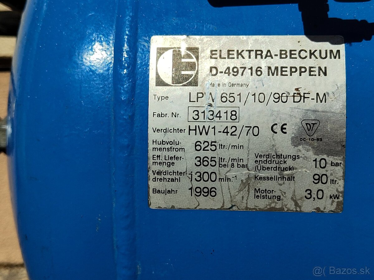 Vzduchový kompresor Elektra Beckum 90l 3kW - 7