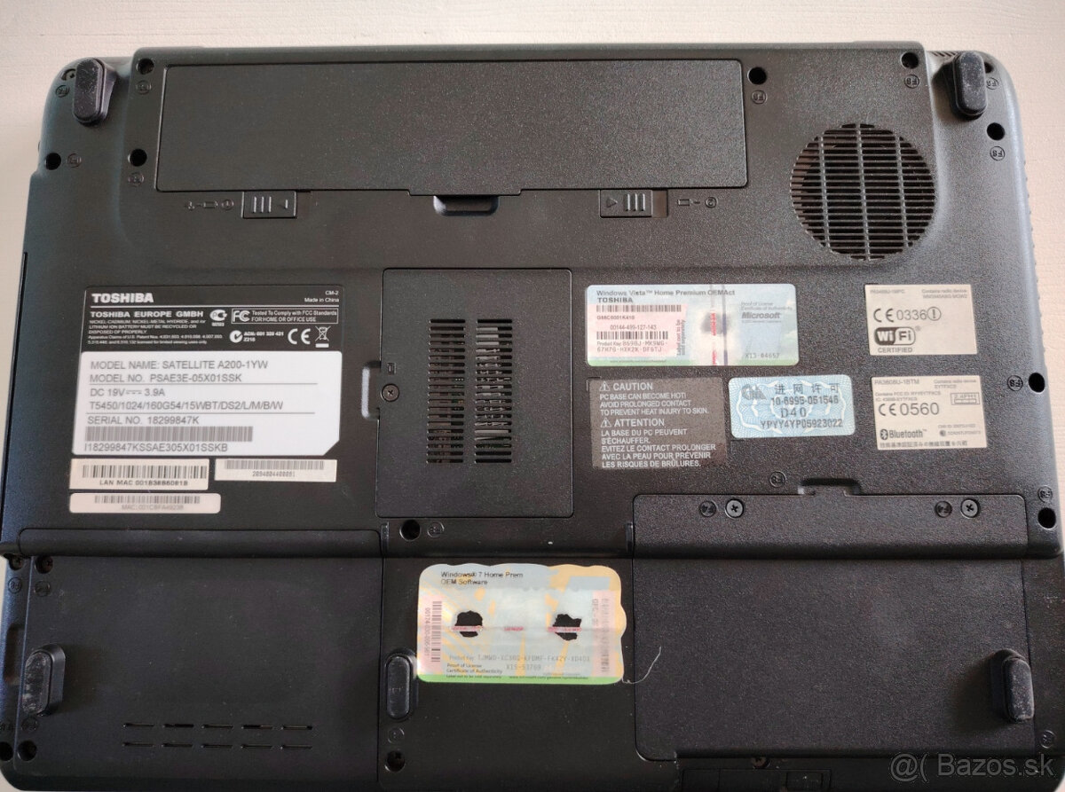 Notebook Toshiba Satellite A200 - 7