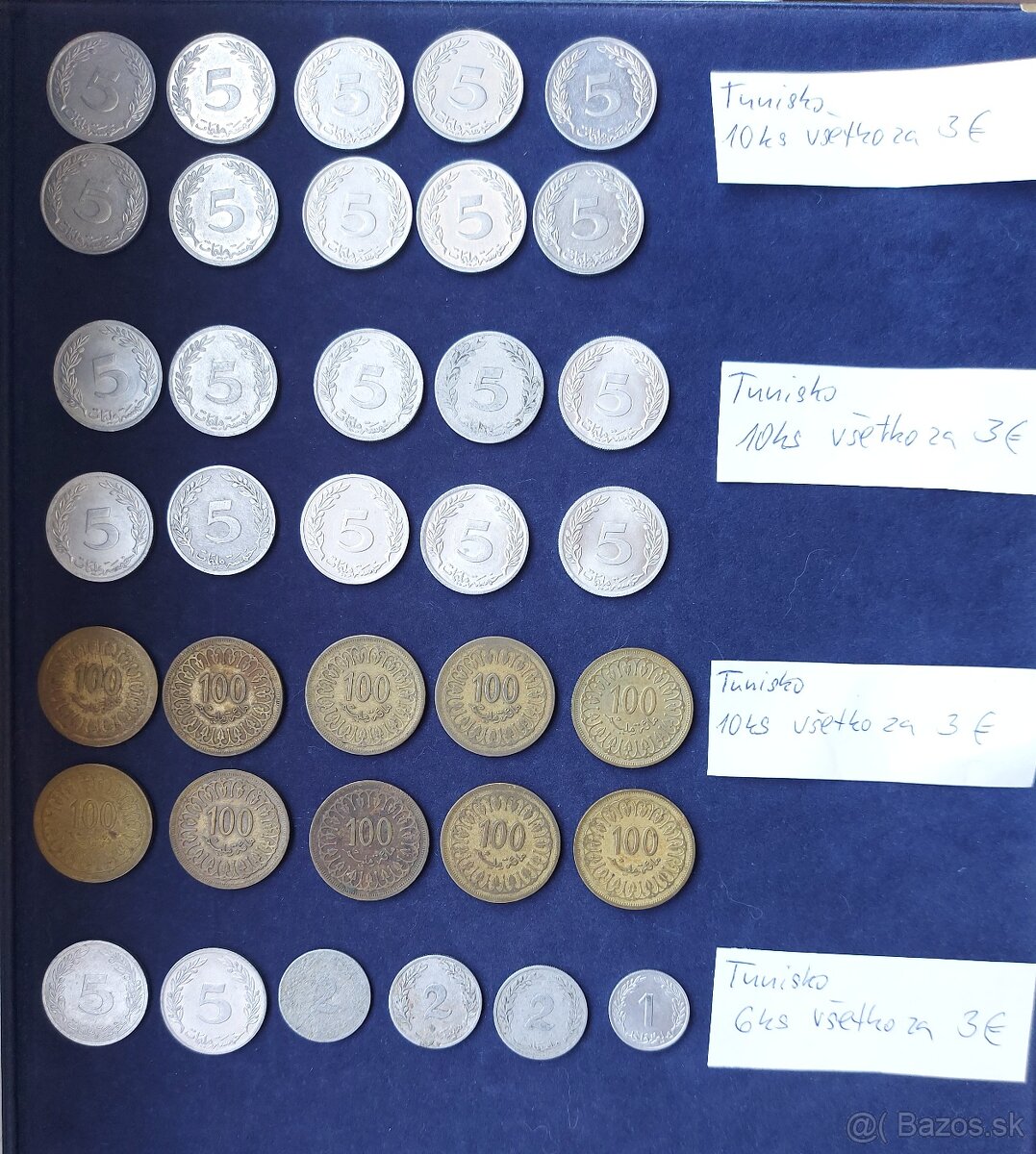 Zbierka mincí - Tunisko, Taliansko, Kanada, striebro ostrovy - 7