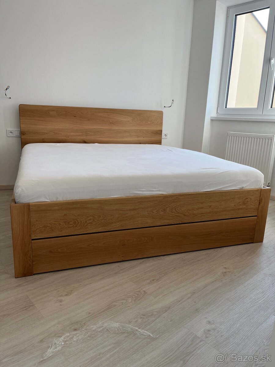 Dubová posteľ - úložný priestor, výklopné rošty - 7
