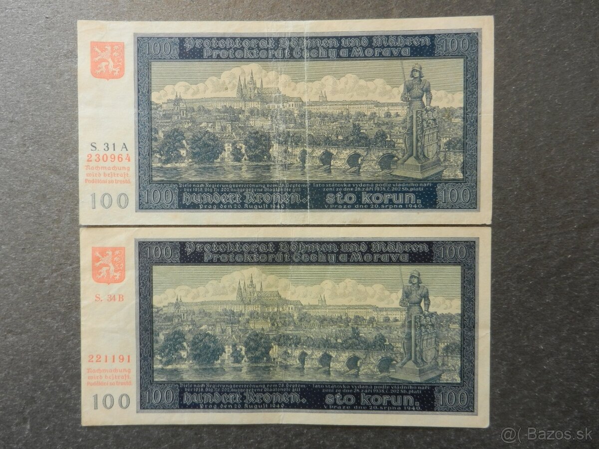 Bankovky protektorát 10 neperforované - 7