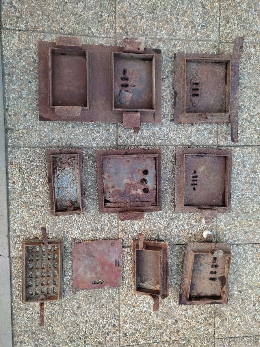 Starožitné dvierka na kachle znacene - 7