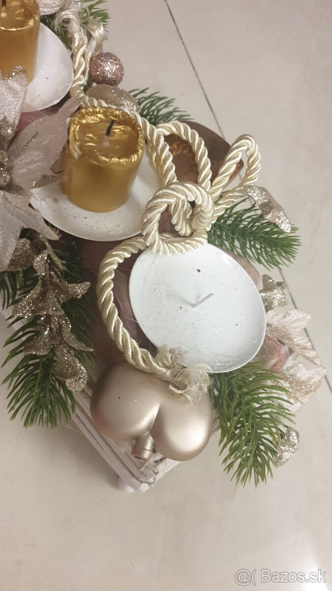 adventný vianočný sviatočný veniec + ozdobné hviezdy z dr - 7