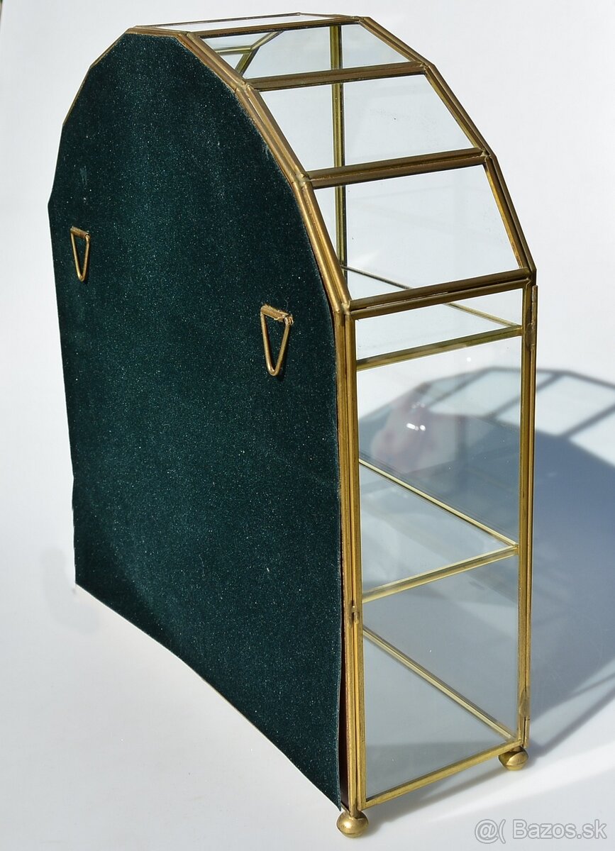 Vintage elegantná sklenená vitrínka so zrkadlom z Anglicka - 7