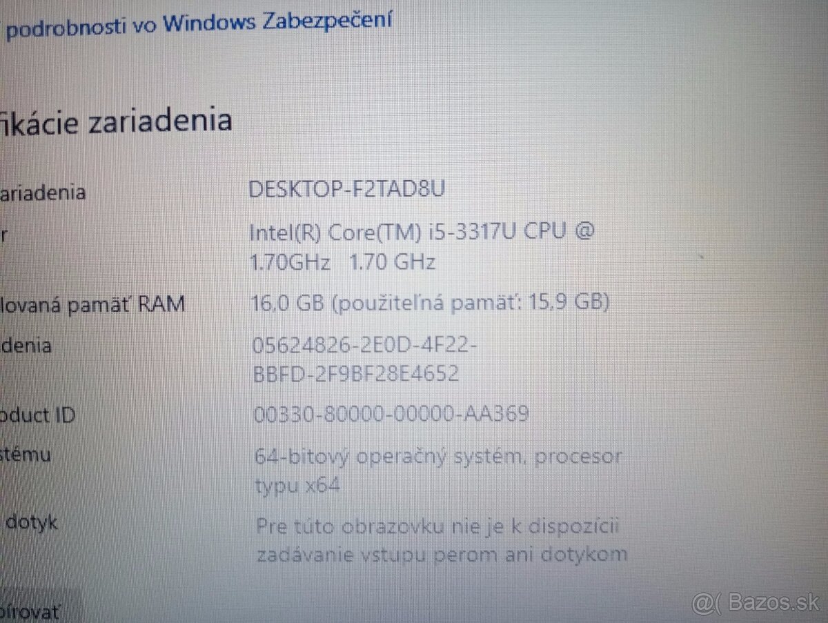 predám 17" ntb DELL / Intel core i5 / 16gb ram / ssd - 7