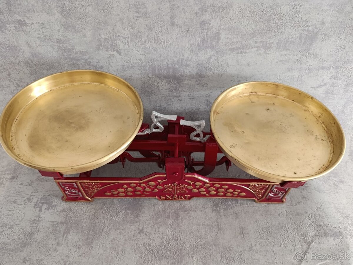 Staré 5kg dvoumiskové váhy EXAKT po renovaci. Puvodni mosazn - 7