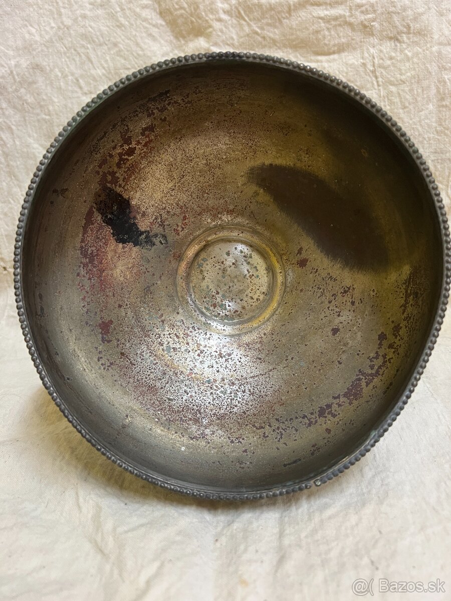 Postriebrená secesná misa na nohe, Pavel Renner BB - 7