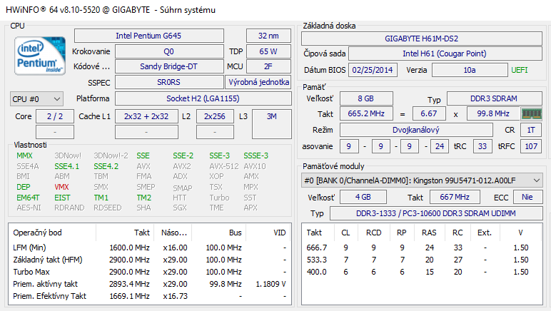 doska Gigabyte GA-H61M-DS2 + Pentium G645, socket 1155 - 7