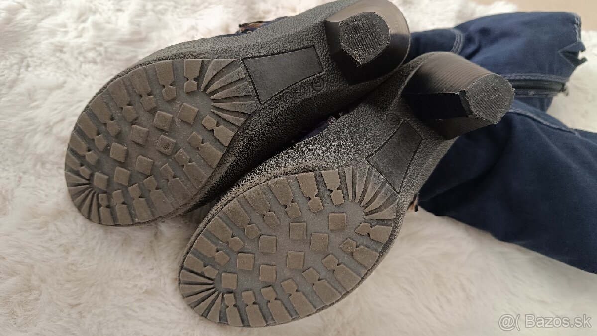 Vysoké zimné čižmy topánky po kolena 37 zateplené - 7