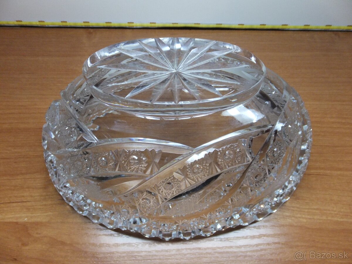 Retro luxusní křišťálová oválná broušená mísa. - 7
