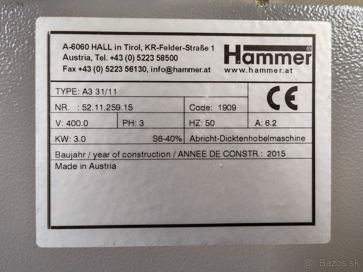Predám kombinovanú hobľovačku Hammer A3-31/11 - 7