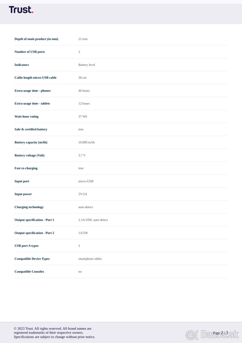 Powerbank Trust 10.000 MAH - 7