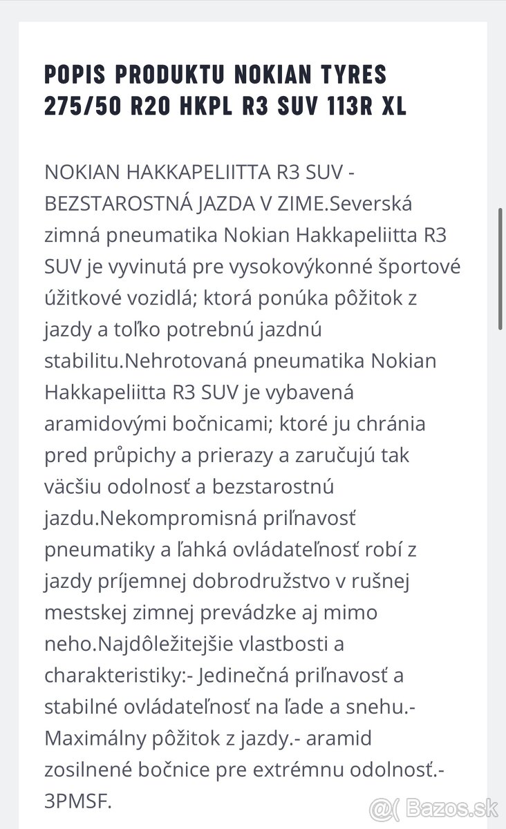 275/50R20 HAKKAPELIITA R3 SUV 113R Kolesá - 7