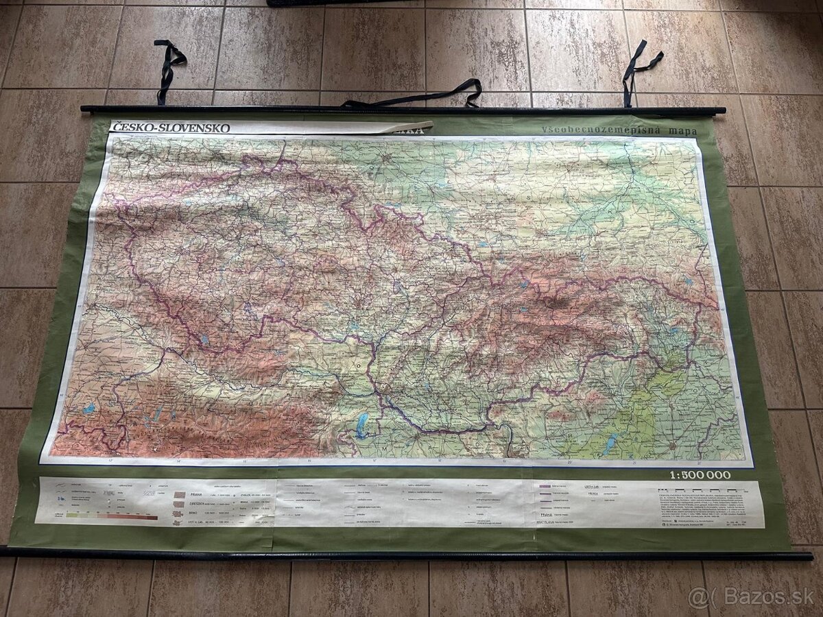 Nástenná Mapa - Československo, ČSSR, Slovensko a iné - 7