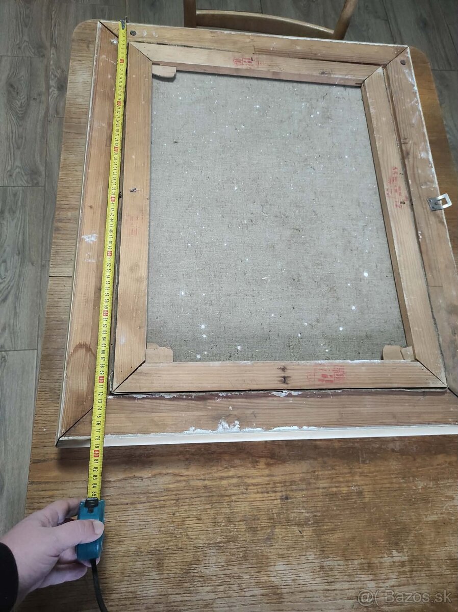 olejomalba , obraz- chalupky v zime. - 7