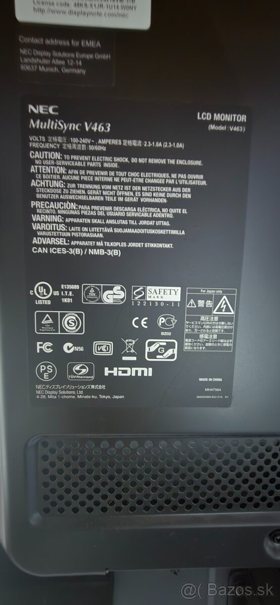 NEC MultiSync V463 Veľkoformátový monitor - 7