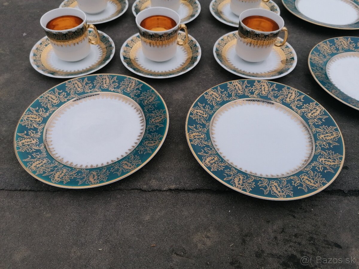 Predám zlato-tyrkysová porcelánová sada - 7