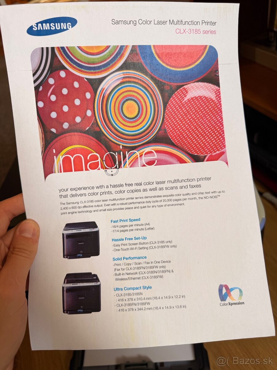 Predám Samsung CLX-3185W farebná laserová tlačiareň s Wi-Fi - 7