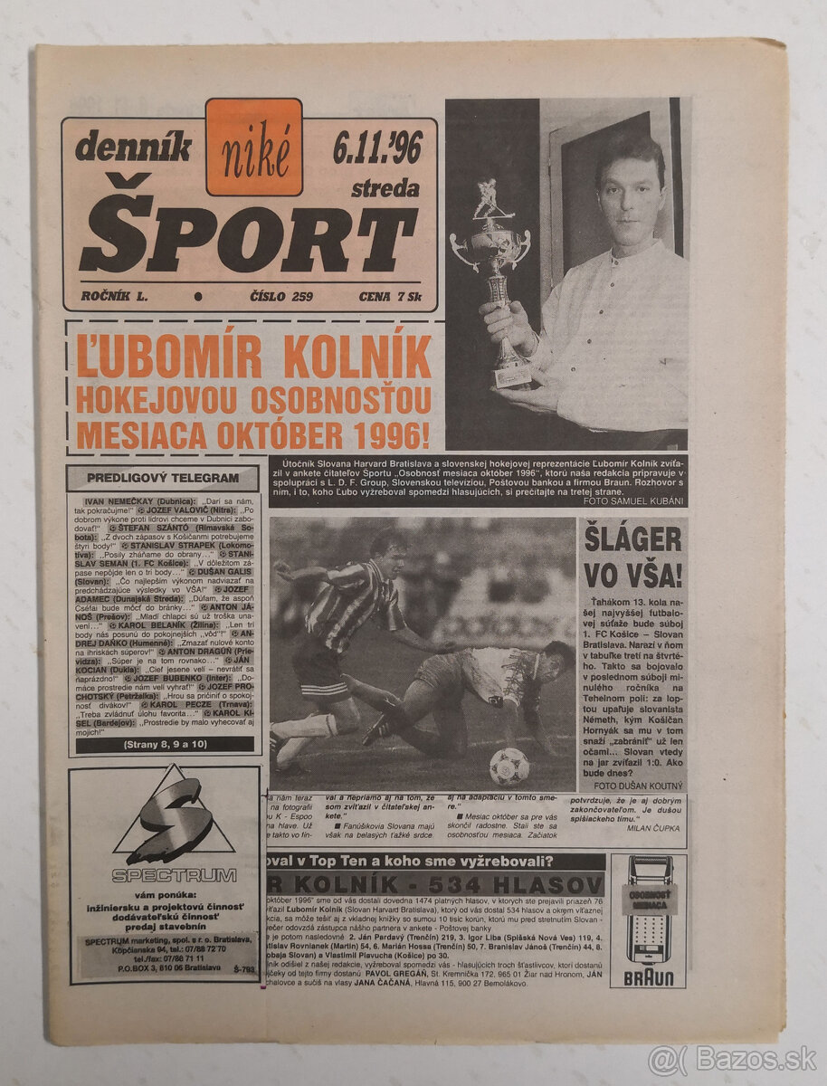 Staré noviny Denník Šport 3 - 7