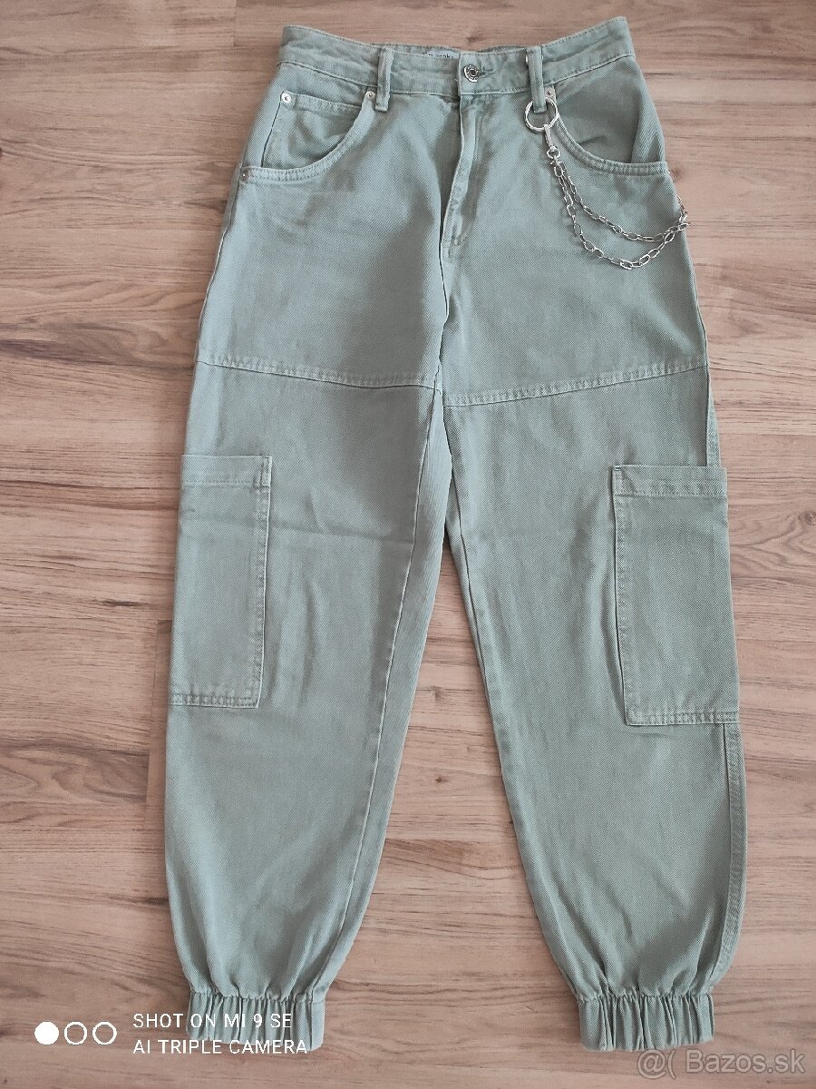 Vojenské nohavice s retiazkou Bershka 36 nové - 7