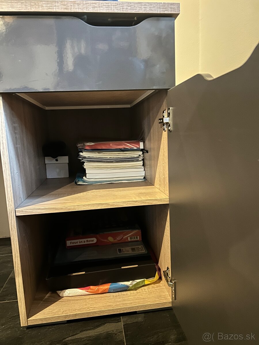 Písací stol Robby dub/sonoma/šedý lesk - 7