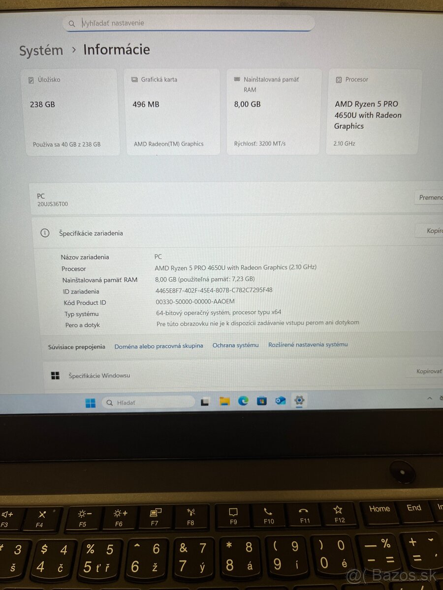 Predam Lenovo T14S, SK klav, Ryzen 5 pro, IPS - 7