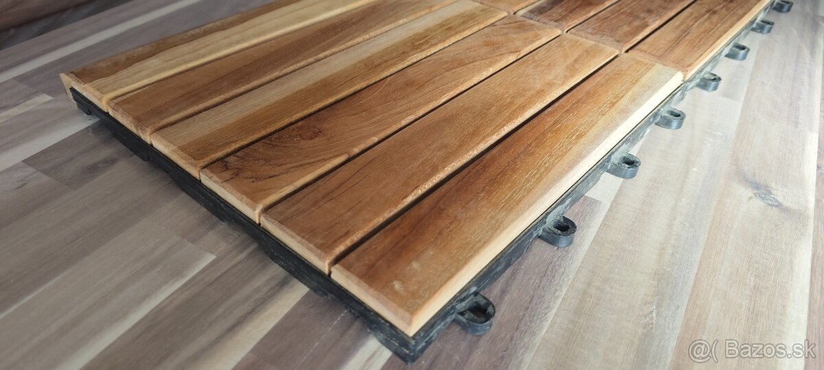 Teakové terasové zahradní dlaždice 30x30x2,5 cm olejované - 7