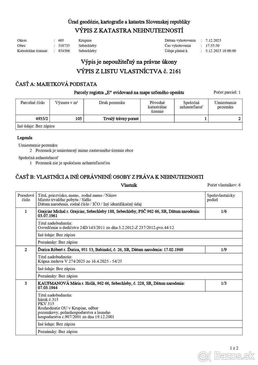 Predám podiely na nehnuteľnostiach v k.ú. Sebechleby - 7