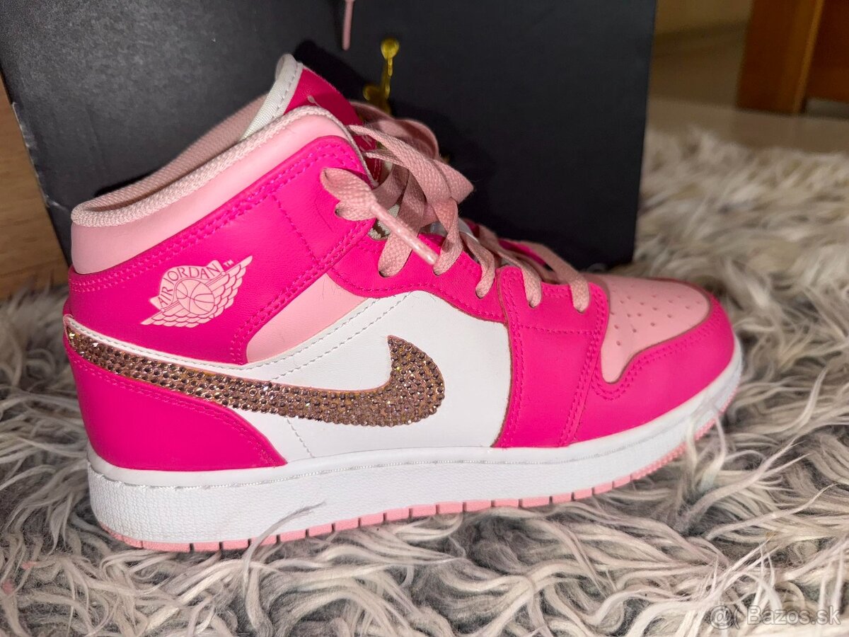 Nike Air Jordan 1 Mid GS Pink Barbie tenisky swarovski - 7