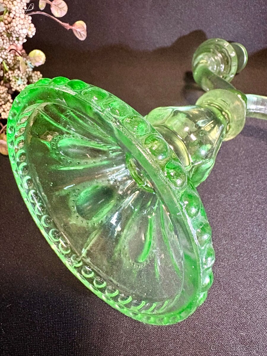 Secesny svietnik uránové sklo - 7