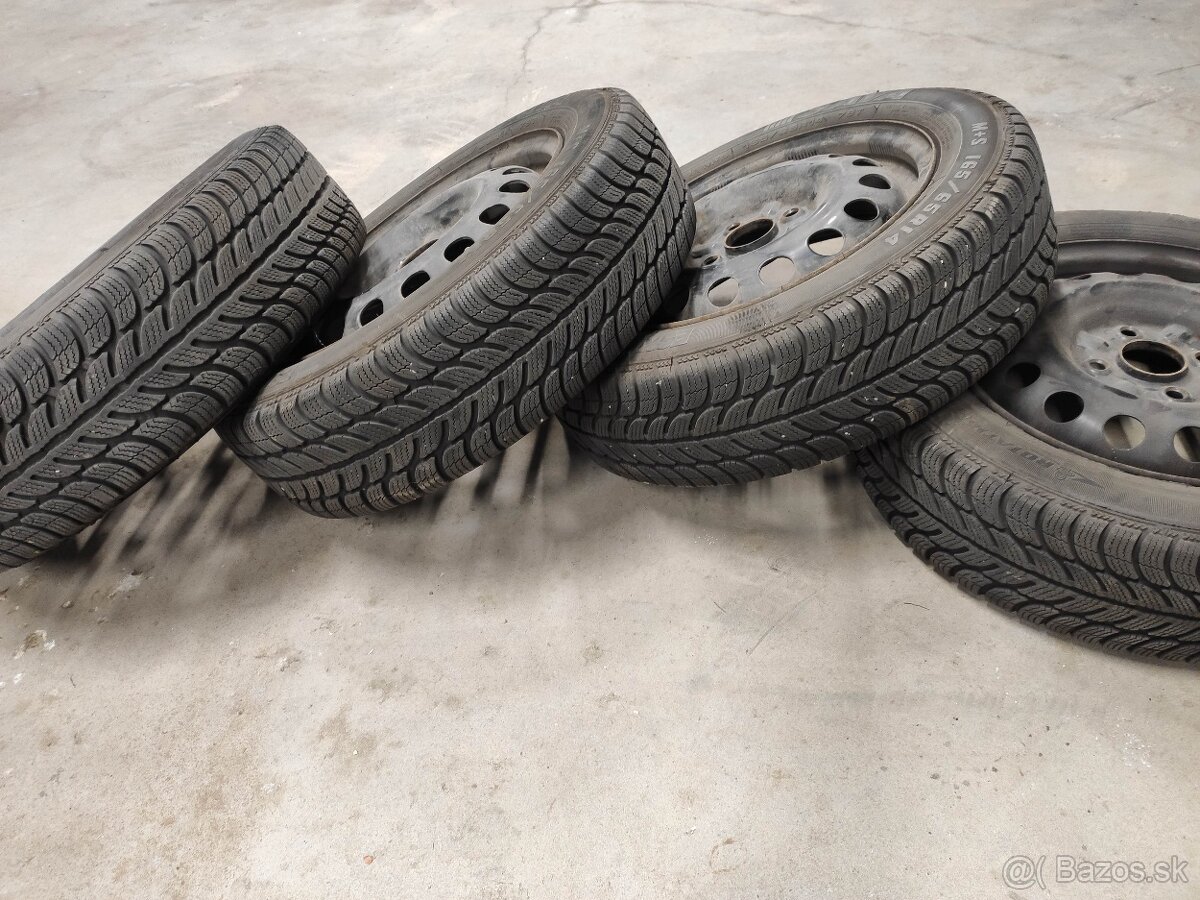 Zimné pneu R14 165/65, komplet kolesá s diskami a puklicami - 7
