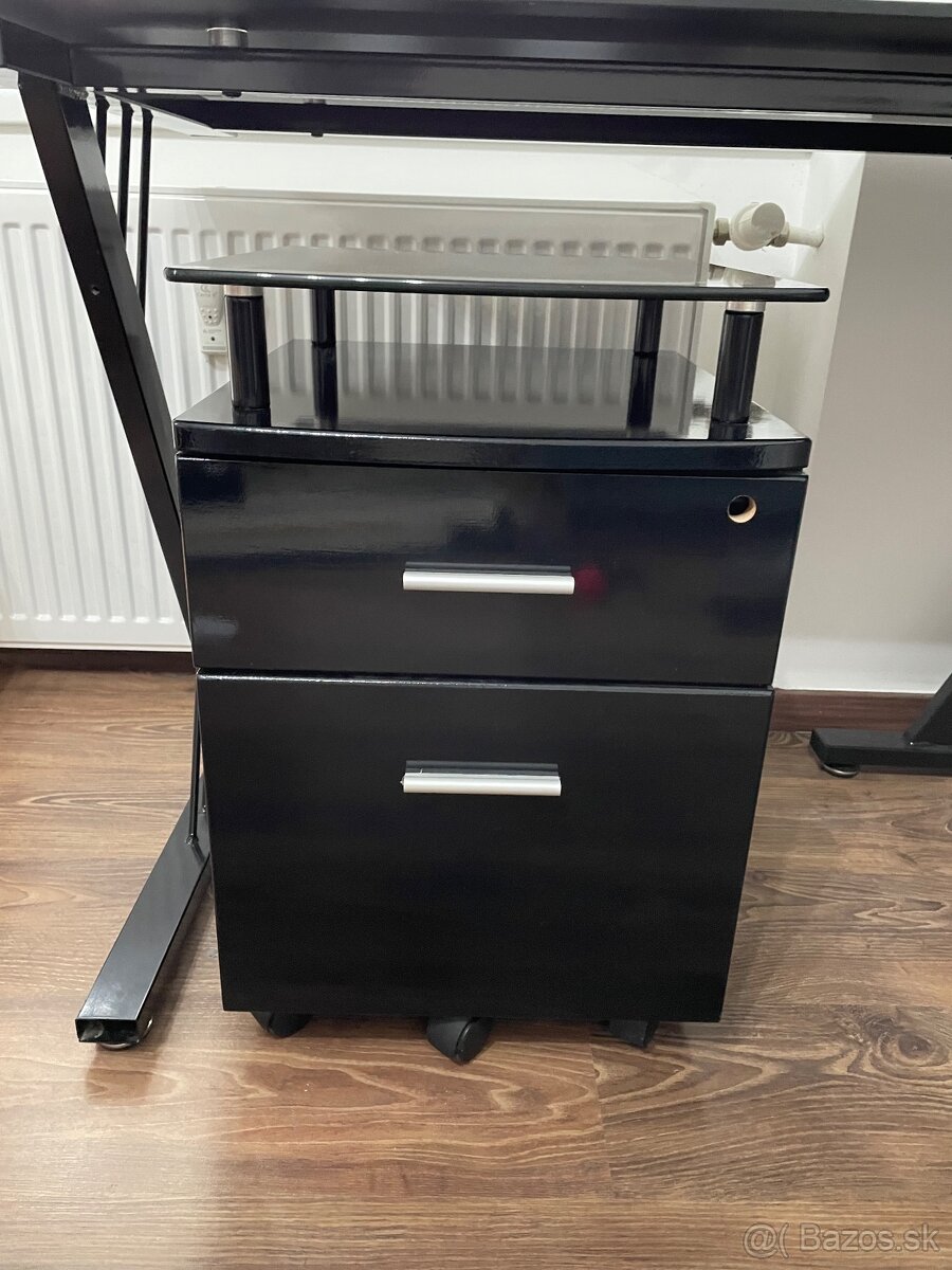 Sklenený pracovný stôl rohový - 7