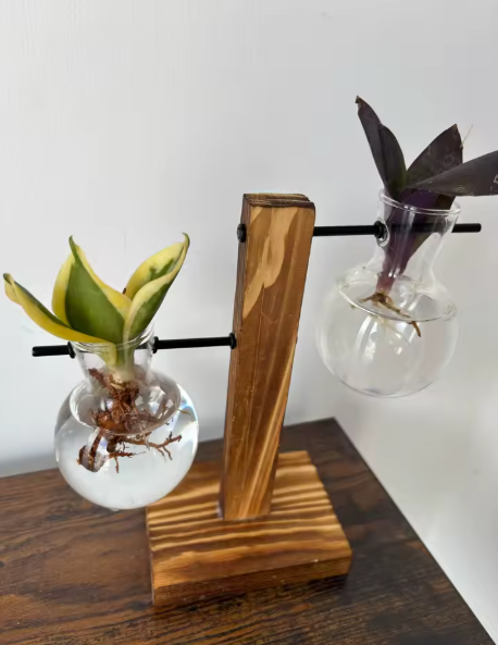 Kreatívna hydroponická váza s dreveným rámom NOVÝ - 7