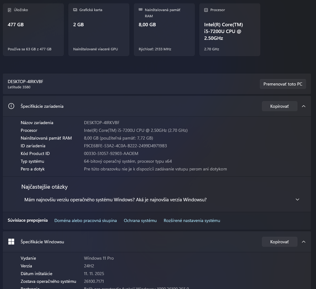 DELL Latitude 3580 - 15.6" / i5 / DDR4 / SSD / AMD grafika - 7