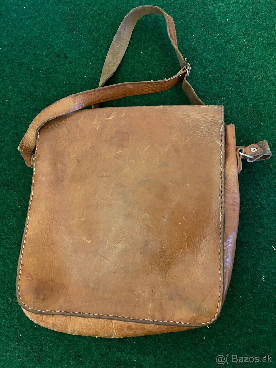 Stará vojenská koženná brašňa - 7